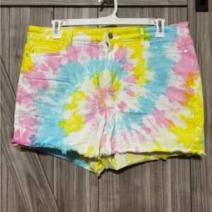 Judy Blue Tie-Dye Jean Shorts - Pink, Blue, Yellow